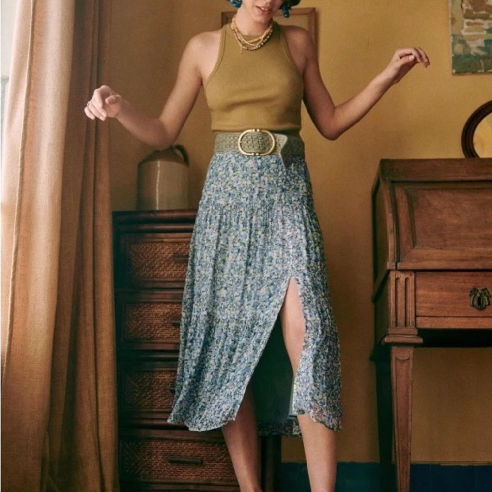 Sezane floral midi skirt NWT